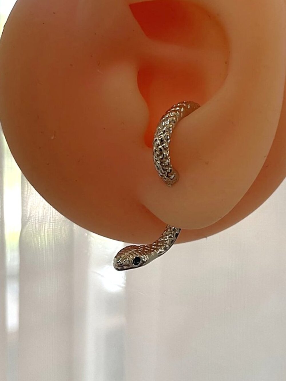 Goth Punk Silver Rhinestone Snake Hoop Drop Earrings •  Alt Chic | NWT